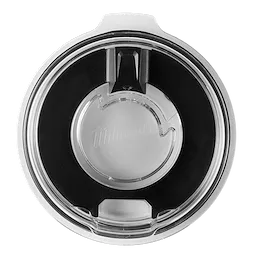 Top view of the PACKOUT 30oz Tumbler lid with a transparent sliding closure and a black gasket.