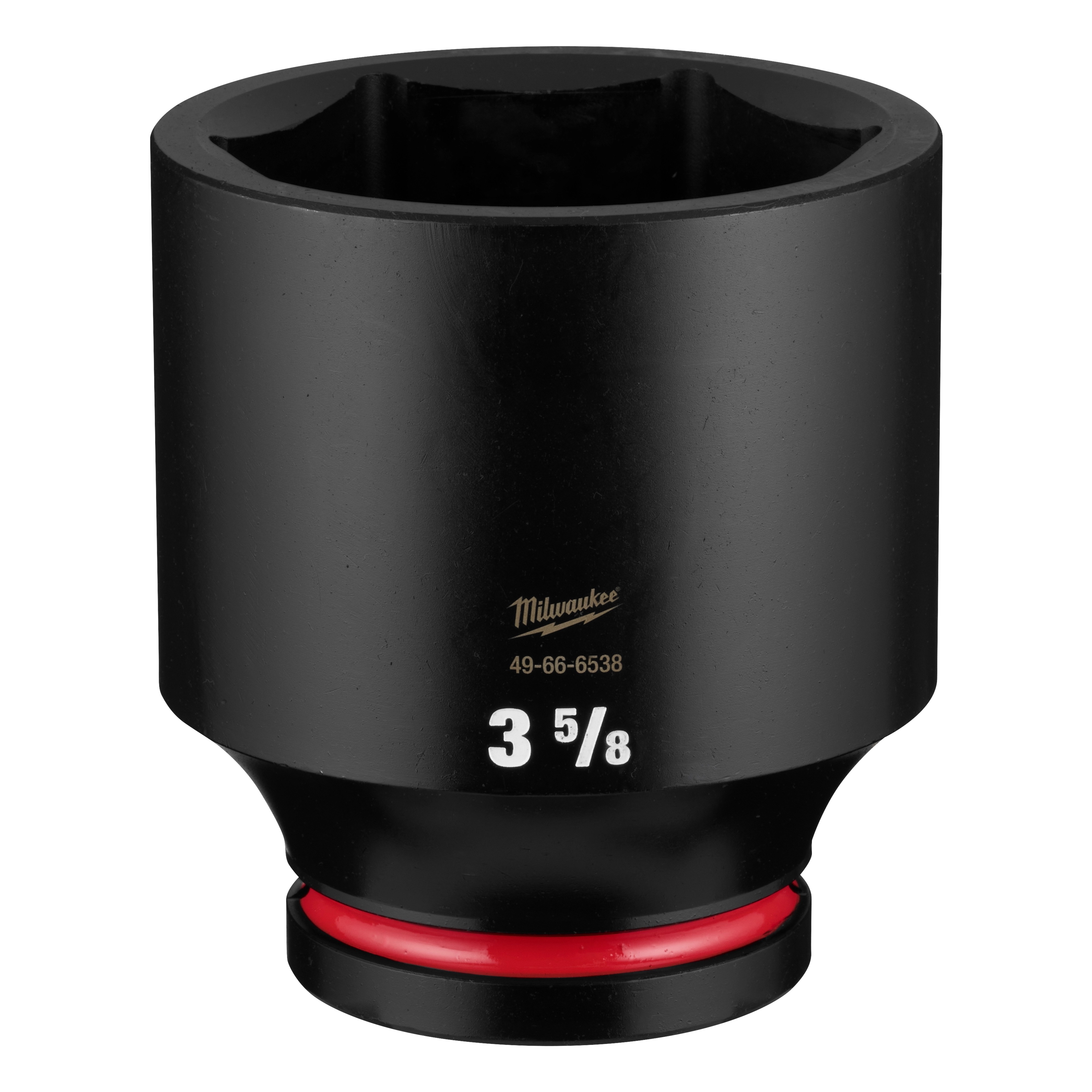 SHOCKWAVE Impact Duty 1" Drive 3-5/8" Deep 6 Point Socket standing upright with size marking on its side.