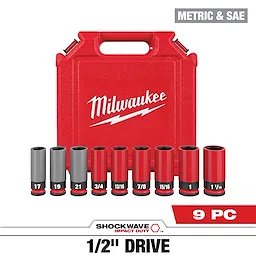 SHOCKWAVE Impact Duty™ 1/2 Drive SAE & Metric 9PC Lug Nut Wheel Socket Set