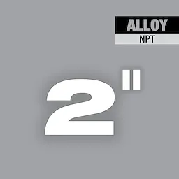 2" ALLOY NPT Forged Aluminum Die Head illustrated on grey background. The size "2" is prominently displayed with "ALLOY NPT" in the top right corner.