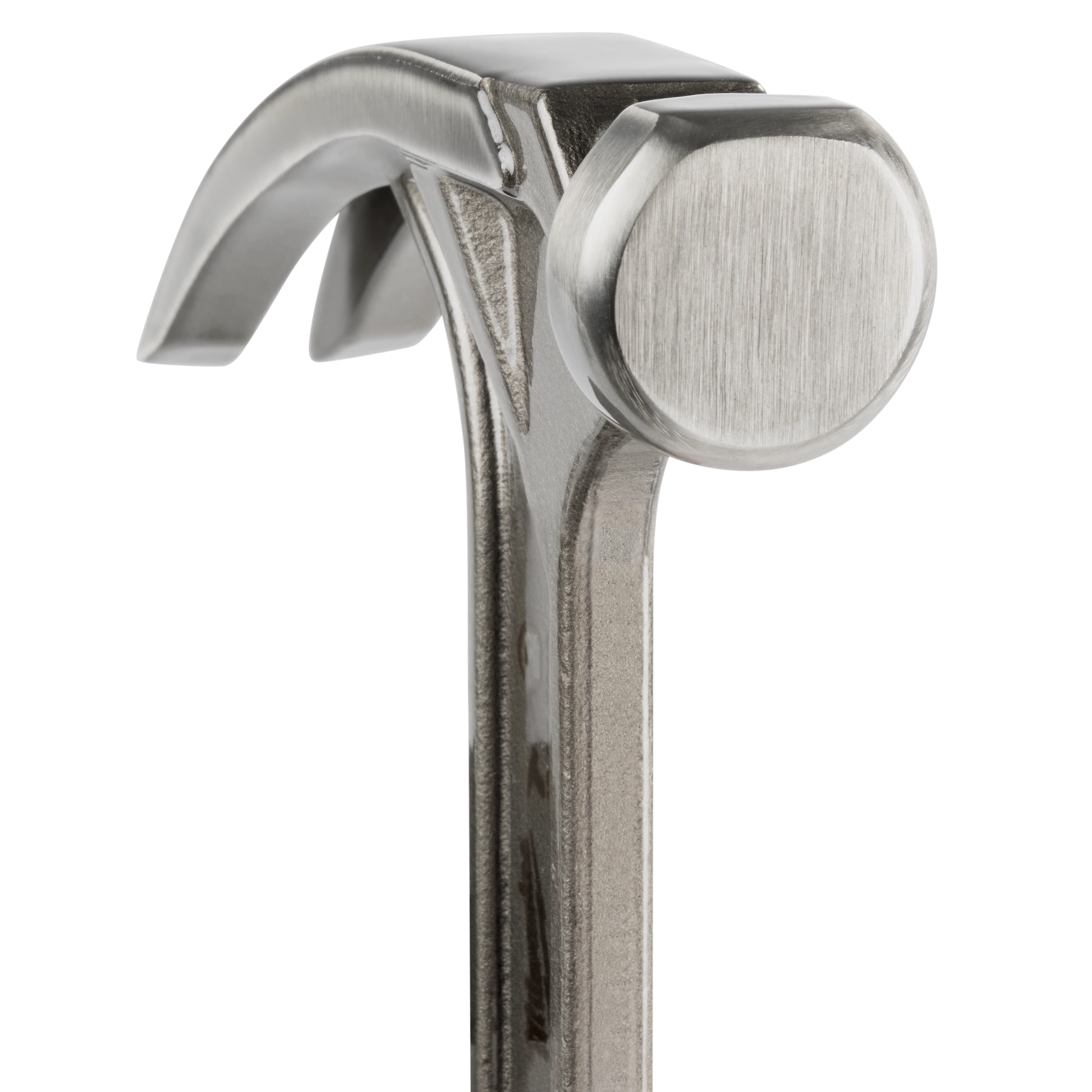 12oz Smooth Face Hybrid Claw Finish Hammer with a polished metal head and ergonomic design for efficient nail pulling and striking.