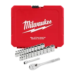 25pc 1/4" Drive Metric & SAE Ratchet and Socket Set with FOUR FLAT™ SIDES