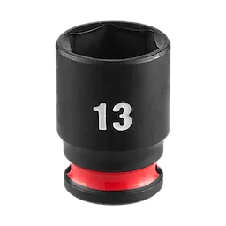 SHOCKWAVE Impact Duty 1/4" Drive 13MM Standard Impact Socket, black with a red ring and the number 13 in white.