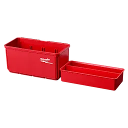 Red Large Bin Set for Packout, includes two stackable, durable bins; one deeper and one shallow bin with handles.