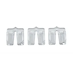 Clear plastic blade guides for M12, M18, and Jigsaw tools displayed in a row, featuring a U-shaped design for securing and stabilizing jigsaw blades. Each guide has a left and right slot to hold the blade securely in place during operation.