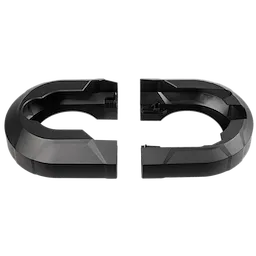 The image shows two black plastic components, identified as M18 FUEL™ Deep Cut Band Saw Covers. They are shaped in a semi-circular design and appear to fit together to provide protective coverage for the band saw.