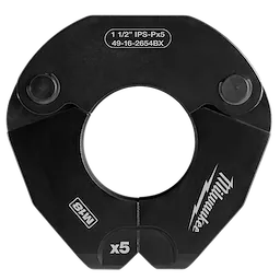 1-1/2" IPS-P Pivoting Press Ring for M18 press tools, black, with labeled specifications and brand logo visible.