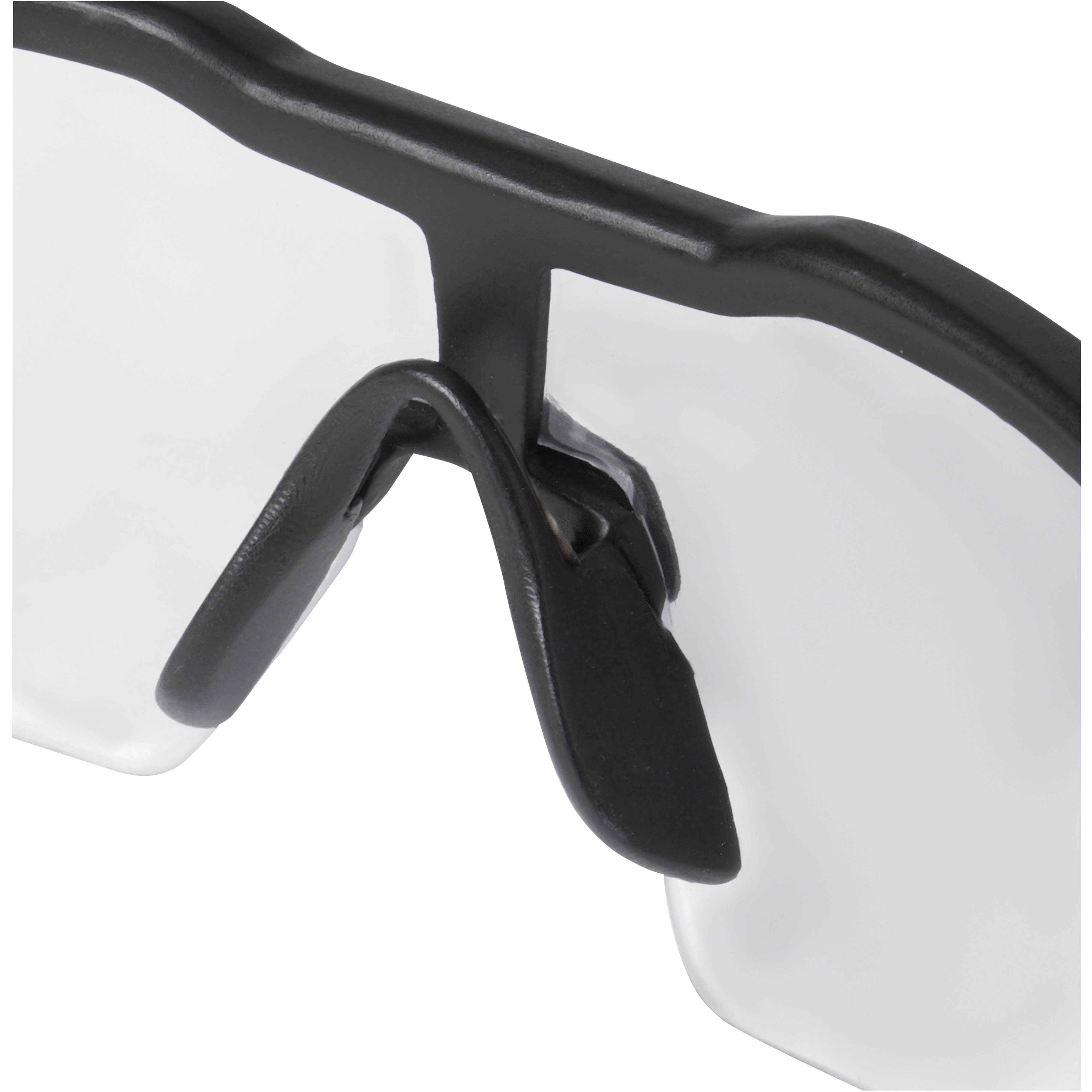 Safety Glasses - Clear Anti-Scratch Lenses featuring black frames and a soft nose pad for comfort and a secure fit.