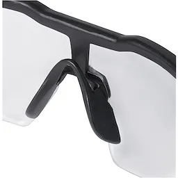 Safety Glasses - Clear Anti-Scratch Lenses featuring black frames and a soft nose pad for comfort and a secure fit.