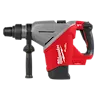 Milwaukee M18 FUEL™ 1-3/4" SDS MAX Rotary Hammer with ONE-KEY is a heavy-duty, cordless drill with a gray and red body and black handle. Designed for concrete drilling and chiseling, it features advanced technology for customization and tool tracking.