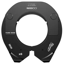 4" NIBCO Press Ring for use with M18 FORCE LOGIC Long Throw Press Tool, shown in a metallic black finish.