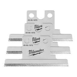 Three Milwaukee AIR-TIP Debris Scraper Blades, with marked product number 49-90-1975, stacked together.