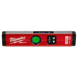 Milwaukee REDSTICK Digital Level with PINPOINT Measurement Technology, featuring a digital display and control buttons for precise leveling.