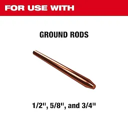 Side Load Ground Rod Driver for use with ground rods sized 1/2", 5/8", and 3/4". Features a tapered, metallic rod.