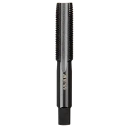 5/8"-18 NF Straight Flute Plug Tap, a black metal tool used for threading holes, with engraved specifications on the side.