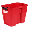 The Milwaukee 12 Gallon Wet/Dry Vacuum Tank is a large, red, rectangular plastic container with a black handle and the Milwaukee logo on the side.