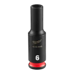 SHOCKWAVE Impact Duty 1/4" Drive 6MM Deep Impact Socket, black with red ring at the base and white number 6.