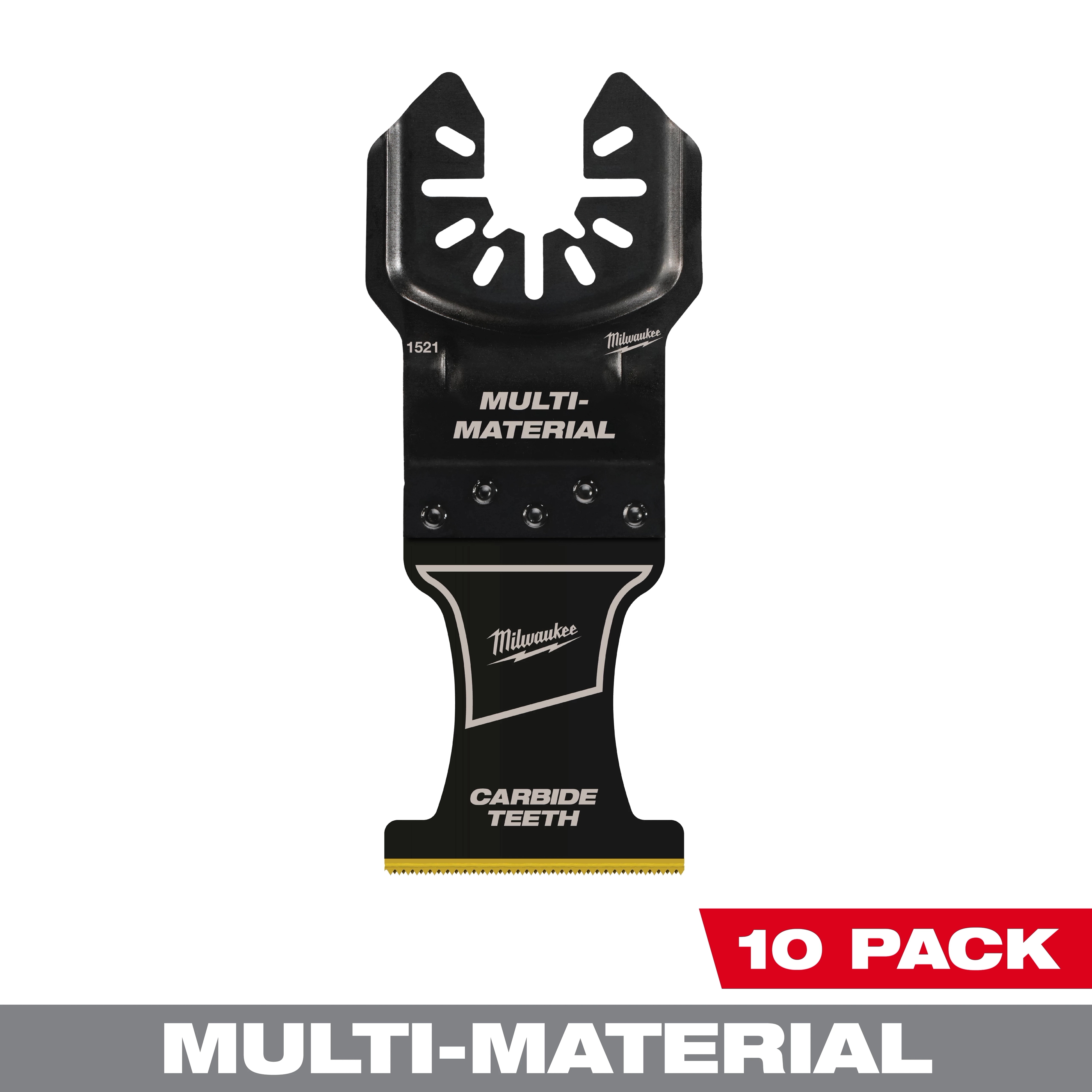 Milwaukee Open-Lok 1-3/8" Carbide Teeth Multi-Material Multi-Tool Blade, black with gold teeth, 10 pack.