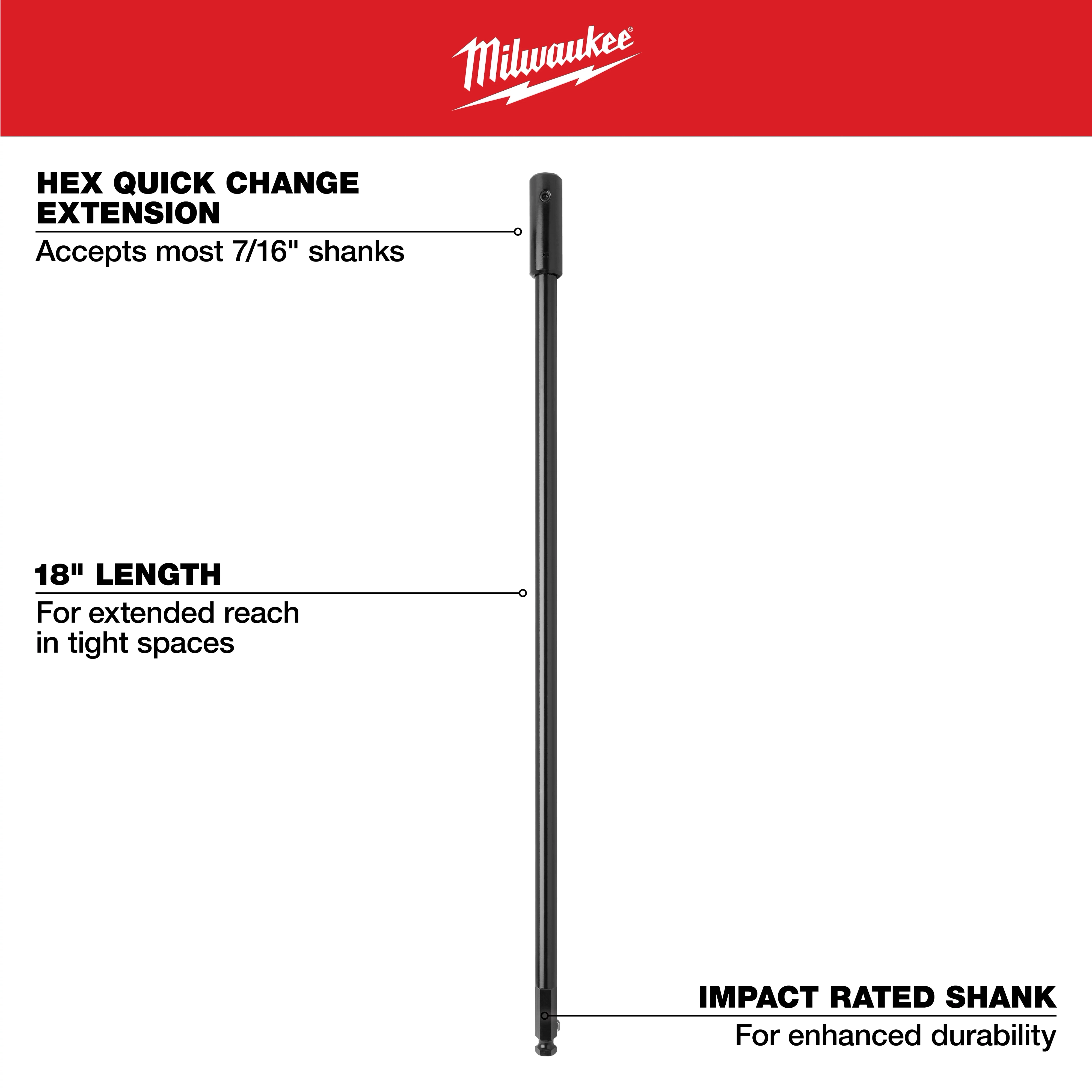 18 in. x 7/16 in. Bit Extension For Selfeed Bits and Hole Saws
