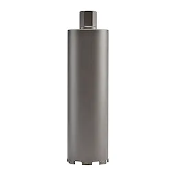 3-1/2" - 6" Diamond Ultra Dry Core Bit Block Shot is a cylindrical cutting tool with a hexagonal shank and diamond segments.