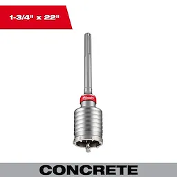 1-3/4" x 22" One Piece SDS Max Core Bit displayed against a white background with "CONCRETE" written at the bottom.