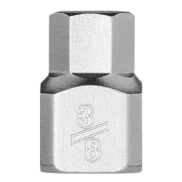 The 1/4" Drive 3/8" Low-Profile Hex Bit Socket is depicted. The metal socket features a 3/8 marking on its side and has a hexagonal bit end.