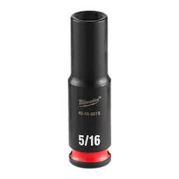 SHOCKWAVE Impact Duty 1/4" Drive 5/16" Deep Impact Socket features a black finish with label 49-66-6015 and 5/16 marked on it.