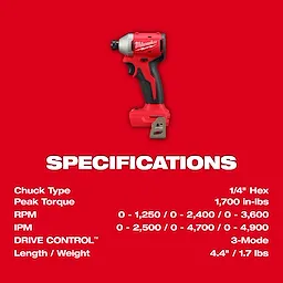 M18™ Compact Brushless 1/4" Hex 3-Speed Impact Driver