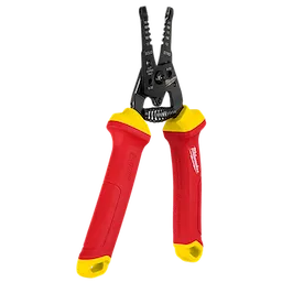 1000V Insulated 10-20 AWG Wire Stripper & Cutter with red and yellow insulated handles, suitable for electrical work.