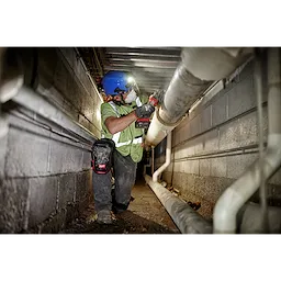 Worker wearing the BOLT Full Face Shield Clear Dual Coat Lens for extra protection