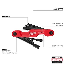 11-Key Electrician's Folding Hex Key Set - SAE