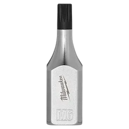 The product is a 3/8" Drive 6mm Triple Square Bit Socket. It has a silver body with a black-tipped end featuring multiple grooves. The branding and hexagonal cushioning on the socket is visible, with "M6" engraved near the base.