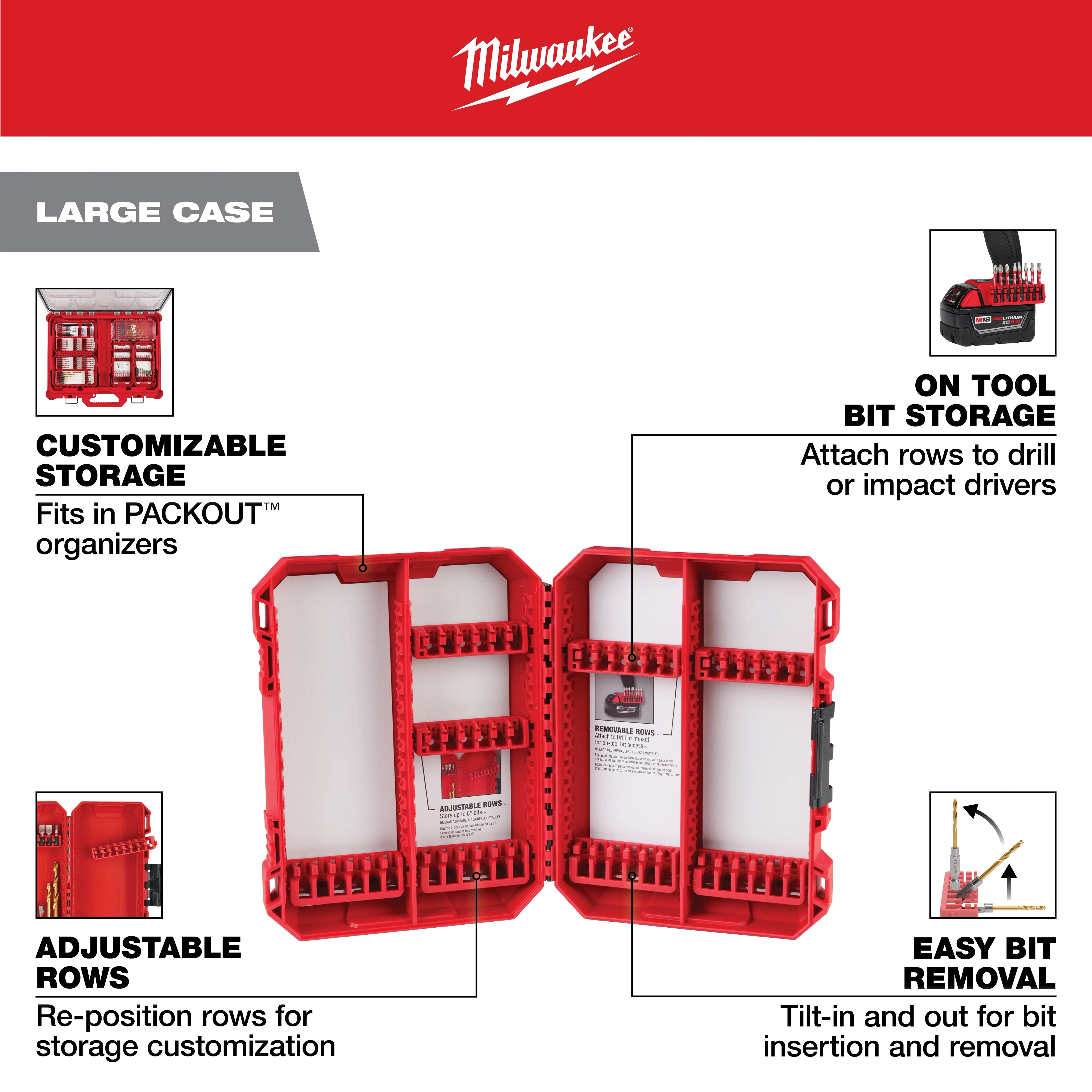 MILWAUKEE® Customizable Large Case for Impact Driver Accessories