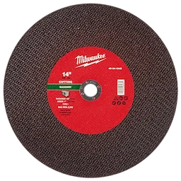 14" x 1/8" x 20mm Masonry Cut Off Wheel, Type 1, for cutting masonry materials, with a red label and a maximum RPM of 6,500.
