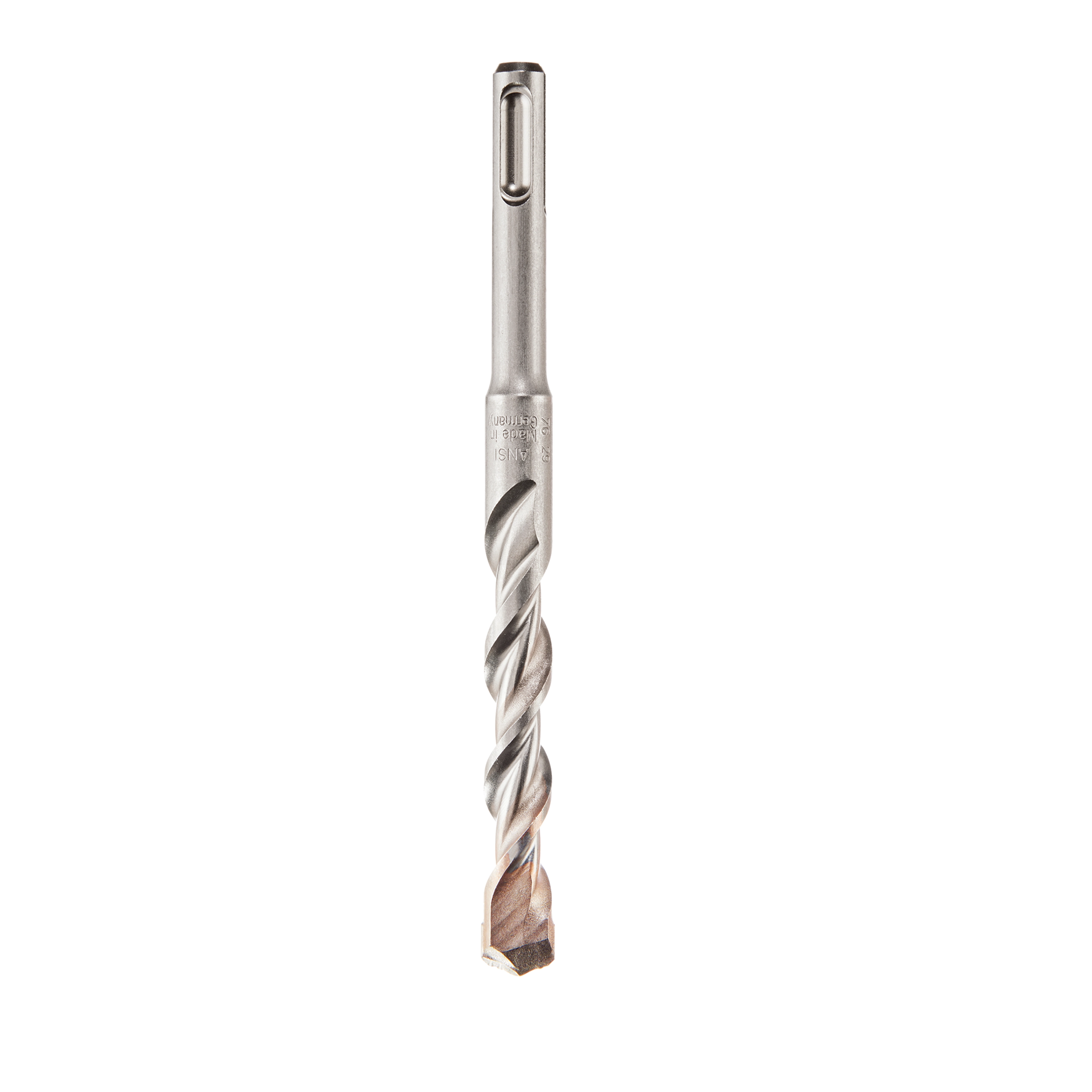 SDS Plus M2 2-Cutter Drill Bit, size 1/2" x 4" x 6". The drill bit is made of metal, features a spiral flute design, and a cylindrical portion at the top for secure attachment. The tip has two cutting edges designed for efficient drilling into hard materials.