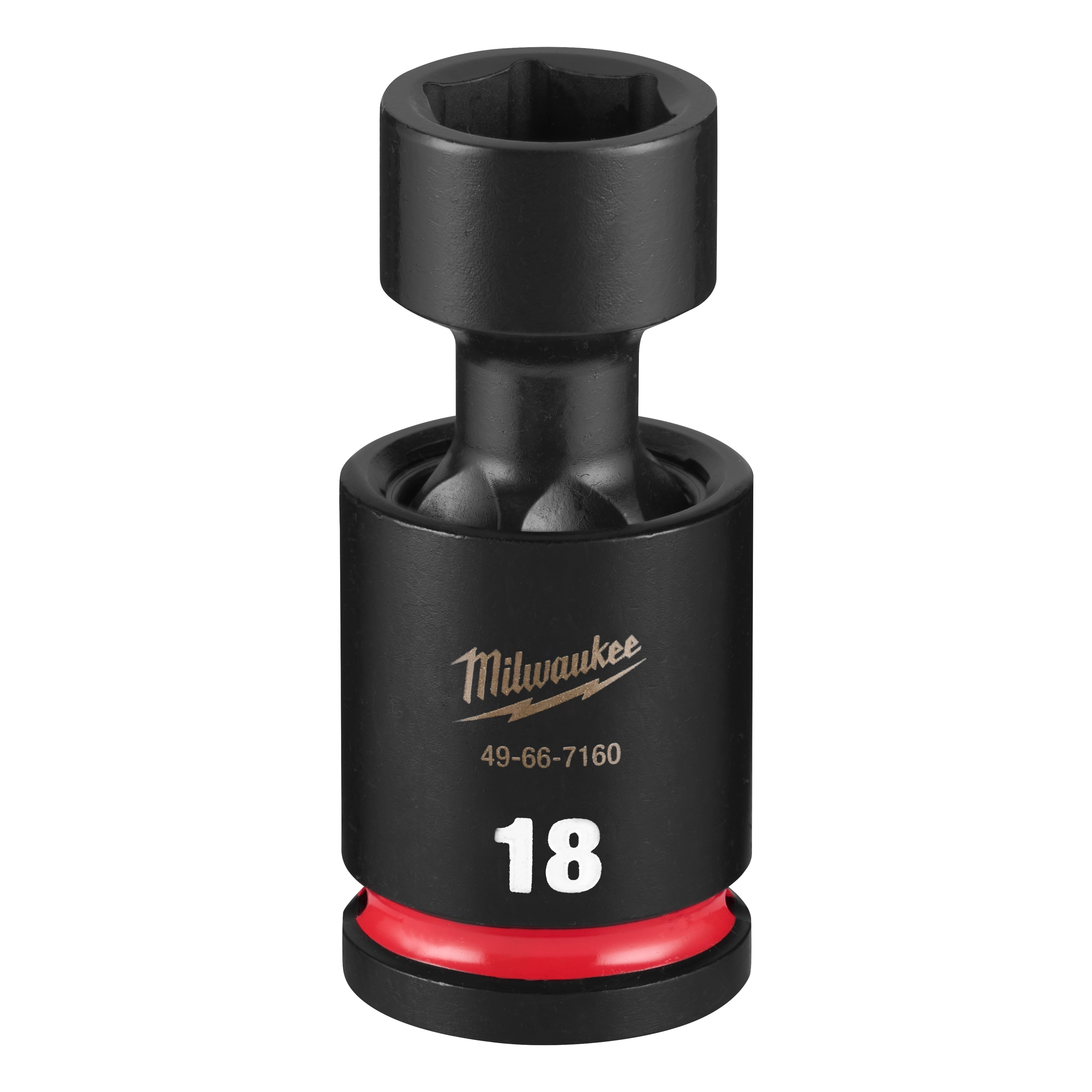 SHOCKWAVE Impact Duty 1/2" Drive 18MM Standard Swivel Socket standing upright on a plain background.