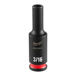 SHOCKWAVE Impact Duty 1/4" Drive 3/16" Deep Impact Socket features a black finish, engraved branding, and a red ring at the base.