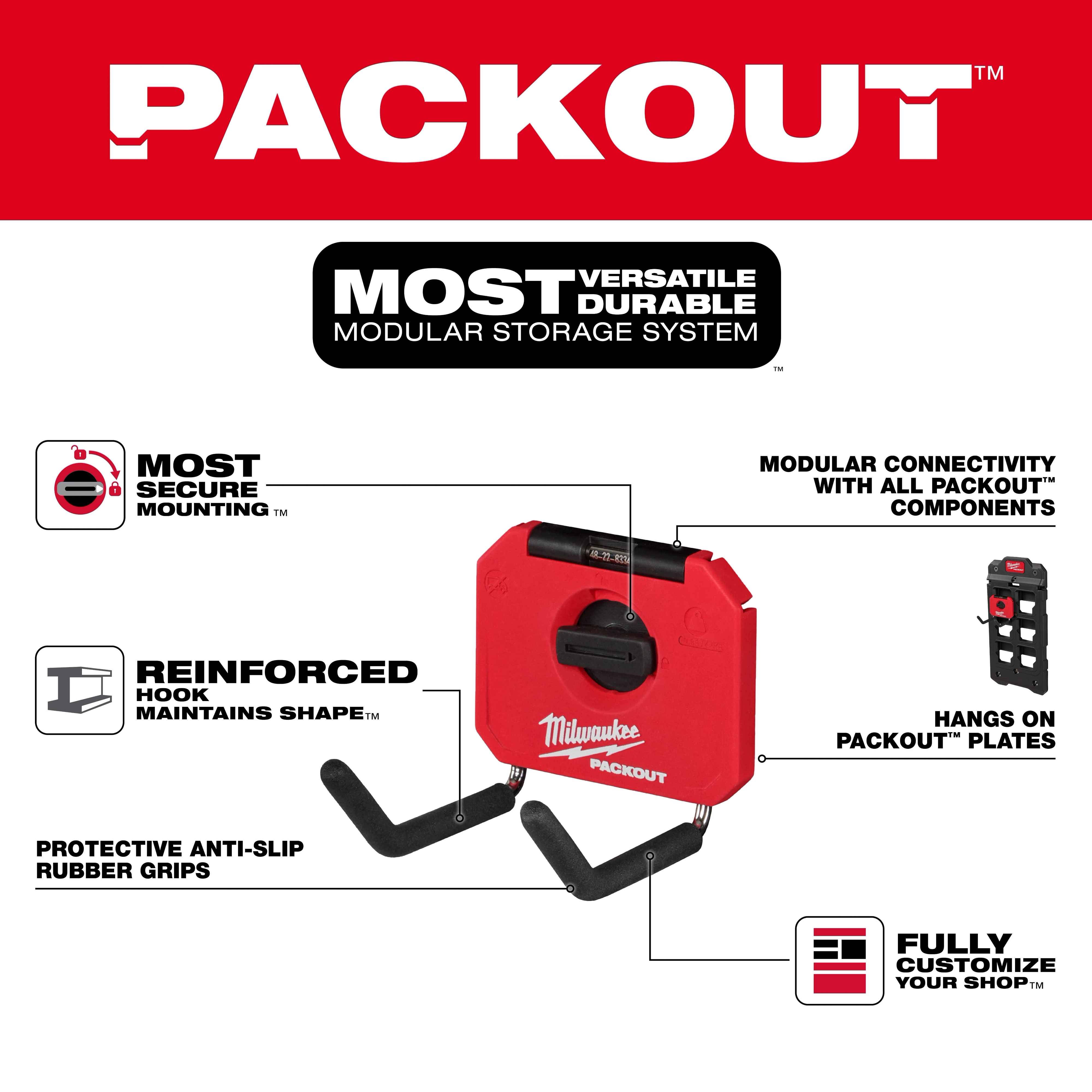 PACKOUT™ 4" Straight Hook