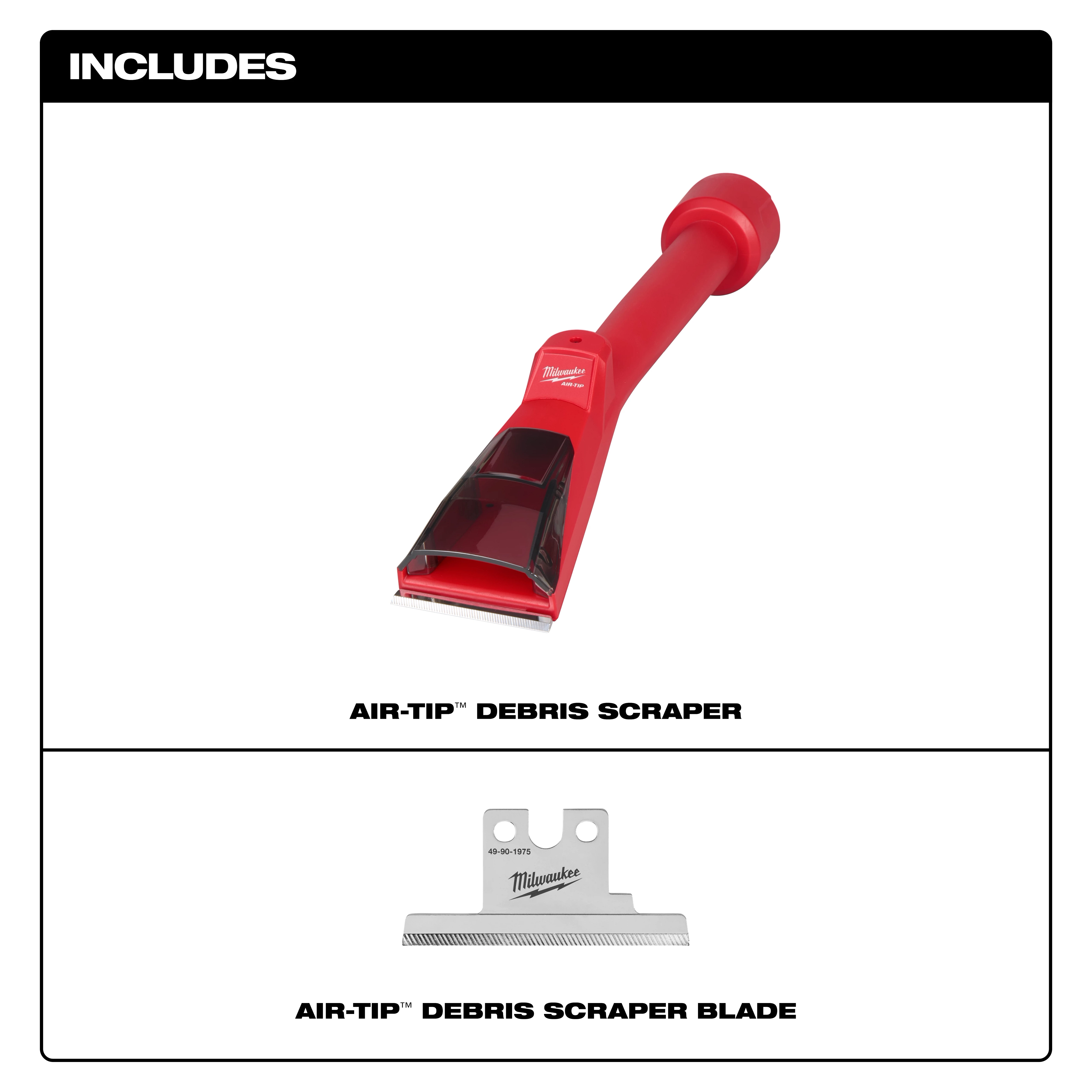 AIR-TIP Debris Scraper set includes a red debris scraper tool and an additional metal scraper blade attachment.