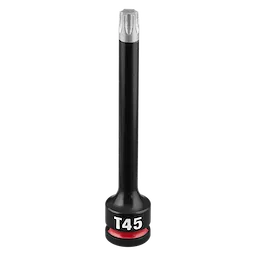 SHOCKWAVE Impact Duty 3/8" Drive 4" Torx T45 Bit Socket standing upright on a plain background.