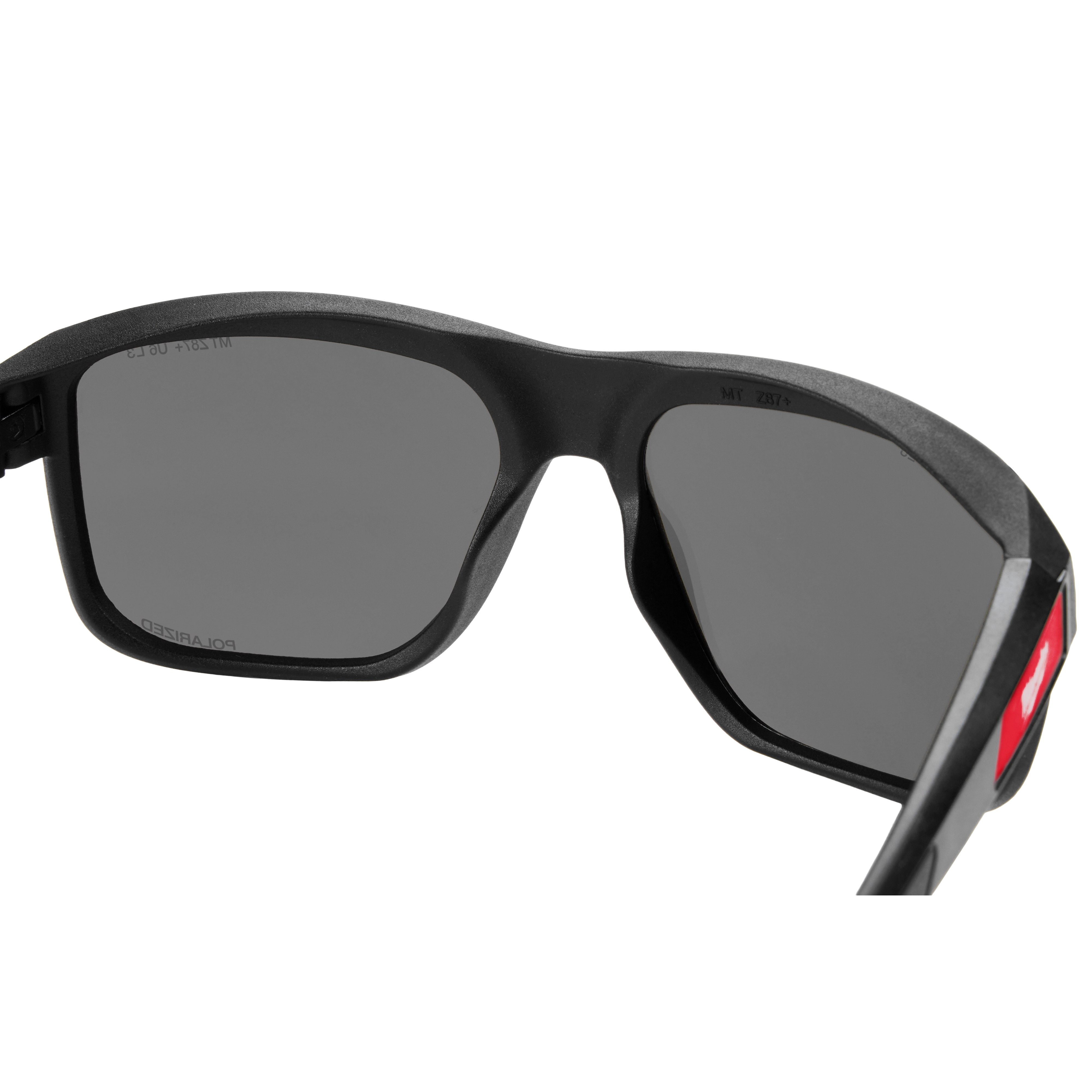 Polarized Full Frame Safety Glasses with Removable Side Shields – Mirrored Dual Coat Lenses are shown. The glasses feature a black frame with removable side shields for added protection. The sleek design includes mirrored dual coat lenses providing optimal vision and safety for various activities.