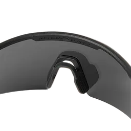 Wrap Around Safety Glasses with Red Mirrored Anti-Scratch Lenses. The image shows the top view of the glasses with a curved shape, grey nose pad, and Milwaukee logo on the upper front frame.