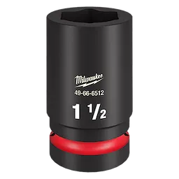 SHOCKWAVE Impact Duty 1" Drive 1-1/2" Deep 6 Point Socket with black finish and red accent near the bottom.