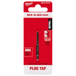 M3-0.60 mm Straight Flute Plug Tap in its packaging, featuring clear metric markings and 0.60 mm thread pitch information.