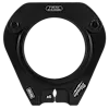 The image shows a 4" IPS-P Pivoting Press Ring for M18 Long Throw Press Tool in black, designed for pipe pressing.