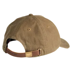Waxed Canvas Adjustable Hat in light brown with an adjustable leather strap and metal buckle, showing "Founded in 1924."