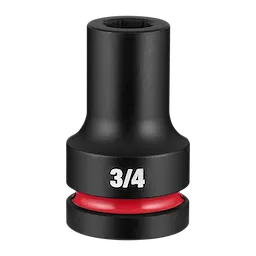 SHOCKWAVE Impact Duty 1" Drive 3/4" Deep 6 Point Socket standing upright with a red ring near the base.