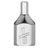 1/4" Drive 1/8" Low-Profile Hex Bit Socket made of polished metal with a hexagon-shaped bit and the size marking "1/8" engraved on the sides.