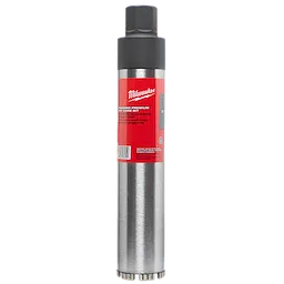 Milwaukee 3" Diamond Premium Wet Core Bit with steel body and diamond tip, featuring a red label and black grip.