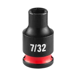 SHOCKWAVE Impact Duty 1/4" Drive 7/32" Standard Impact Socket, black with red band and "7/32" marking in white text.